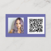 Carte De Visite Simple violet bleu maquillage photo logo qr code (Dos)