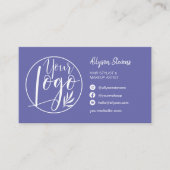 Carte De Visite Simple violet bleu maquillage photo logo qr code (Devant)