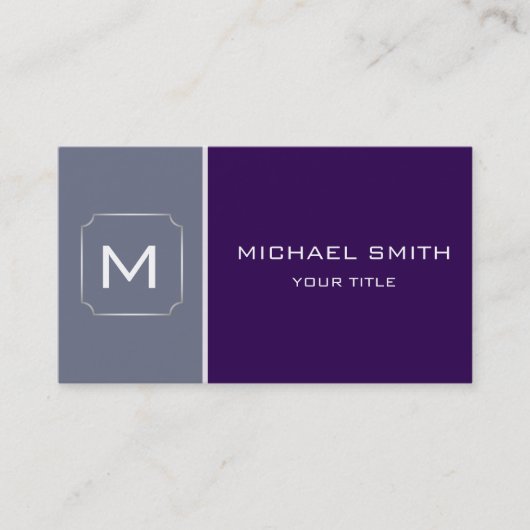 Carte De Visite Simple Violet et Gris Élégant Professionnel Modern (Devant)