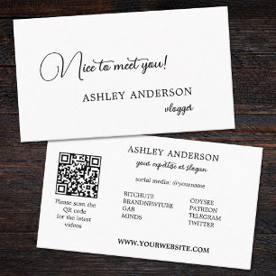 Carte De Visite Simple Vlogger non censuré Social Media QR Code