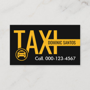 Carte De Visite Simple voiture de taxi minimaliste jaune