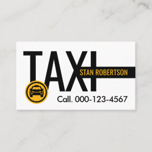 Carte De Visite Simple voiture de taxi minimaliste jaune