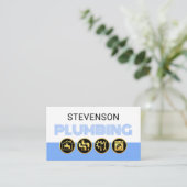 Carte De Visite Simple White Blue Water Plumber (Debout devant)