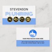 Carte De Visite Simple White Blue Water Plumber (Devant / Derrière)