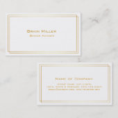 Carte De Visite Simple White Gold Modern Professional (Devant / Derrière)