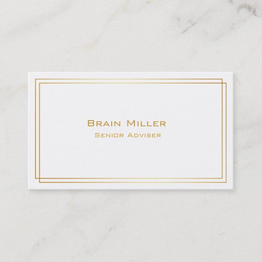 Carte De Visite Simple White Gold Modern Professional (Devant)