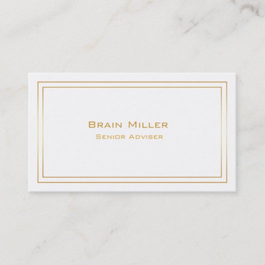 Carte De Visite Simple White Gold Modern Professional (Devant)