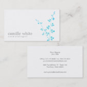 Carte De Visite Simple White Turquoise Branche Salon et Spa (Devant / Derrière)