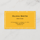 Carte De Visite Simple Yellow Math Tutor Teacher Formula Pattern (Dos)