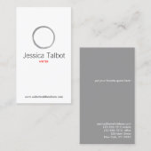 Carte De Visite Simple Zen Cercle Gris/Blanc (Devant / Derrière)