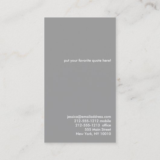 Carte De Visite Simple Zen Cercle Gris/Blanc (Dos)