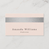 Carte De Visite Simplement Chic Argent Foil Sur Rose Bleu (Devant)