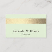 Carte De Visite Simplement Chic Gold Foil Stripe Sur Mint Green (Devant)