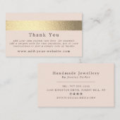 Carte De Visite Simplement chic, rayure à feuille d'or, remercieme (Devant / Derrière)