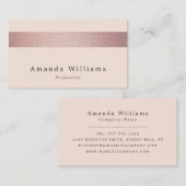 Carte De Visite Simplement Chic Rose Gold Foil Stripe Sur Blush Ro (Devant / Derrière)