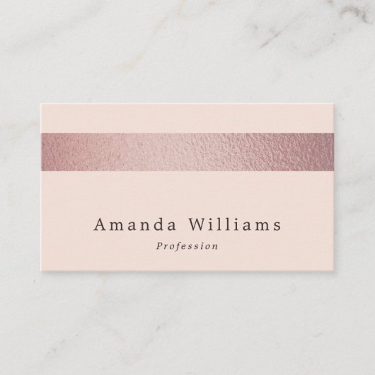 Carte De Visite Simplement Chic Rose Gold Foil Stripe Sur Blush Ro (Devant)
