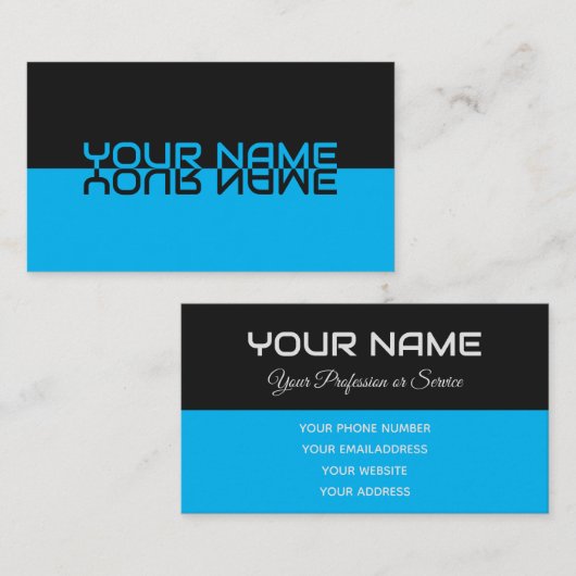 Carte De Visite Simplement élégant noir indigo bleu nom de réflexi (Devant / Derrière)
