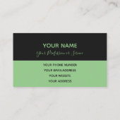 Carte De Visite Simplement élégant vert frais et bande noire (Dos)