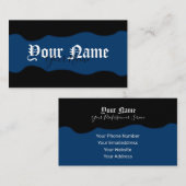 Carte De Visite Simplement élégantes ondes noires et bleues foncée (Devant / Derrière)