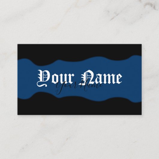 Carte De Visite Simplement élégantes ondes noires et bleues foncée (Devant)