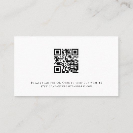 Carte De Visite Simplement Texte Logo QR Code N'importe quelle pro (Dos)