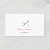 Carte De Visite Simples Ciseaux Gris Avec Script Rose (Devant)