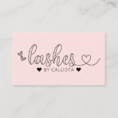 Carte De Visite Simples Coeurs Jolies Rose Typographie Lashes (Devant)