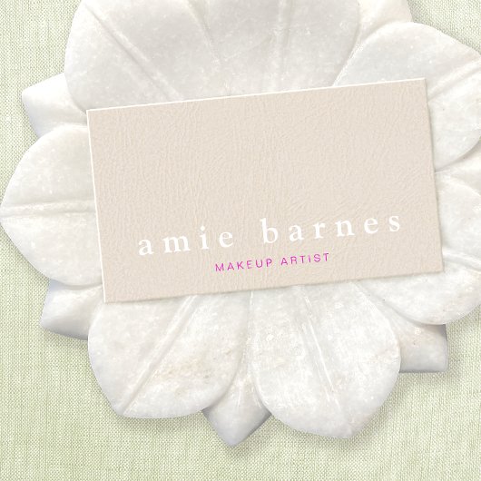 Carte De Visite Simples Couture rose texturé look cuir Feminine