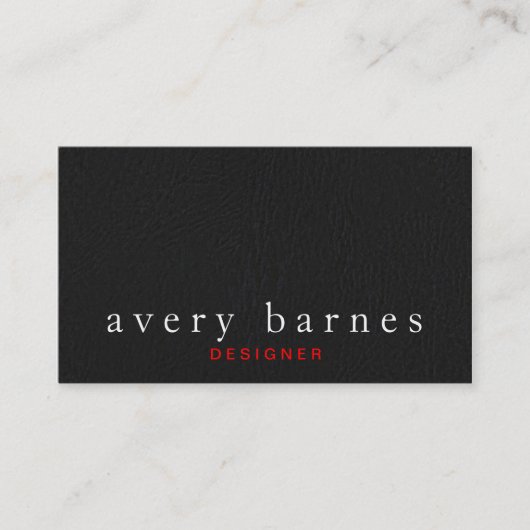 Carte De Visite Simples cuir texturé noir look professionnel (Devant)