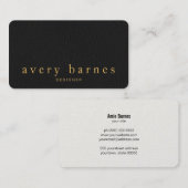 Carte De Visite Simples cuir texturé noir look professionnel (Devant / Derrière)