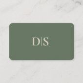 Carte De Visite Simples Élégantes Initiales Beige sur Fond Vert So (Devant)