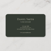 Carte De Visite Simples Élégantes Initiales Beige sur Fond Vert So (Dos)