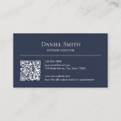 Carte De Visite Simples Initiales Code QR Bleu Poussiéreux Profess (Dos)