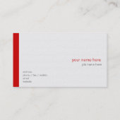 Carte De Visite Simples lignes rouges simples et élégantes sur bla (Dos)