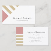 Carte De Visite Simples rayures roses et bronzées modernes (Devant / Derrière)