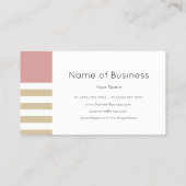 Carte De Visite Simples rayures roses et bronzées modernes (Dos)