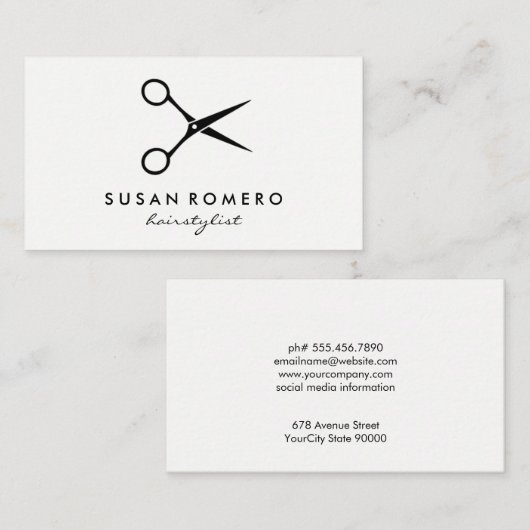 Carte De Visite Simples Shears De Salon (Devant / Derrière)