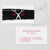 Carte De Visite Simples Shears De Salon Brossé Monogramme (Devant / Derrière)