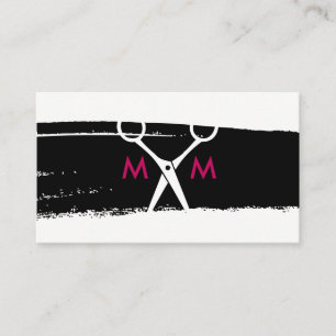 Carte De Visite Simples Shears De Salon Brossé Monogramme