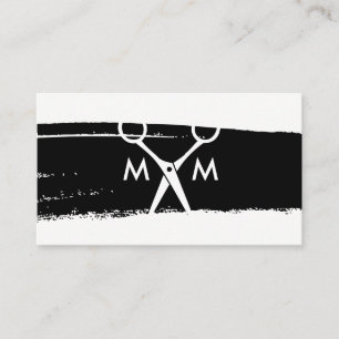 Carte De Visite Simples Shears De Salon Brossé Monogramme