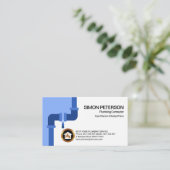 Carte De Visite Simples tuyaux de plomberie bleu à fuite (Debout devant)