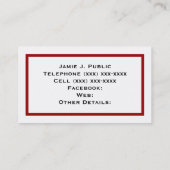 Carte De Visite Simplicité : Cadre à bande rouge, Arrière - plan b (Dos)