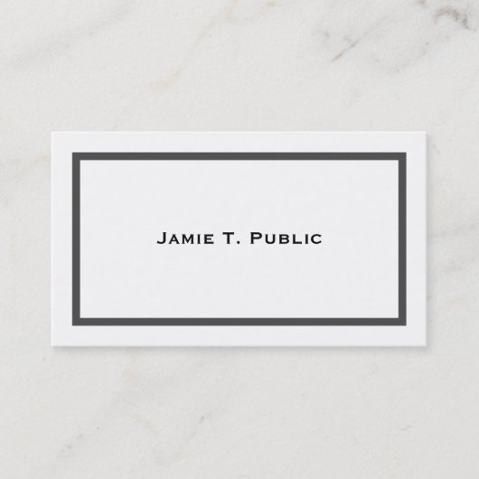 Carte De Visite Simplicité : Cadre Banded Gris, Arrière - plan Bla (Devant)