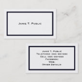 Carte De Visite Simplicité : Cadre Bleu Banded, Arrière - plan Bla (Devant / Derrière)