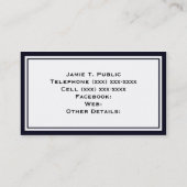 Carte De Visite Simplicité : Cadre bleu et blanc, Arrière - plan b (Dos)