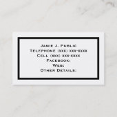 Carte De Visite Simplicité : Cadre de bande noire, Arrière - plan (Dos)