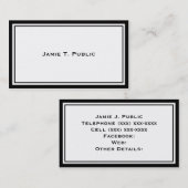 Carte De Visite Simplicité : Cadre noir et blanc, Arrière - plan b (Devant / Derrière)