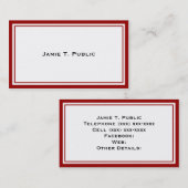 Carte De Visite Simplicité : Cadre rouge et blanc, Arrière - plan  (Devant / Derrière)