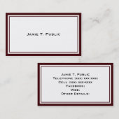 Carte De Visite Simplicité : Vin et cadre blanc, Arrière - plan bl (Devant / Derrière)