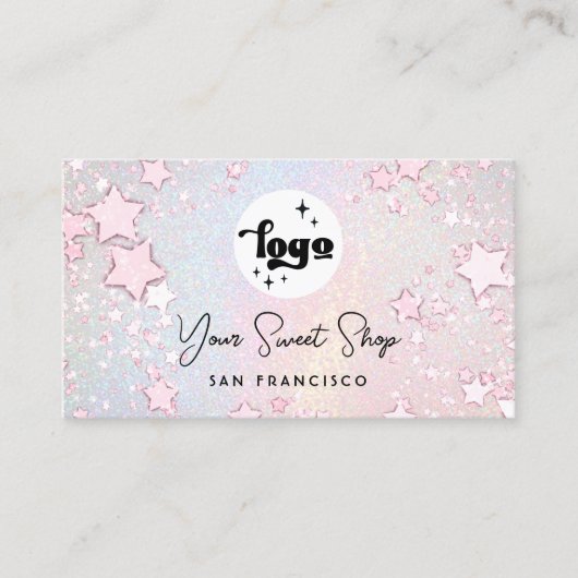 Carte De Visite simulated glitter delicate pastel rainbow (Devant)